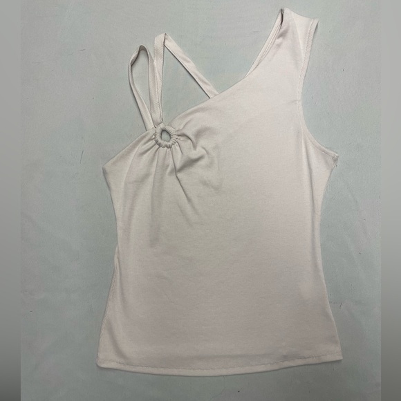 Anthropologie Sunday In Brooklyn Ribbed One Shoulder Top In Beige Size Medium - Picture 5 of 12